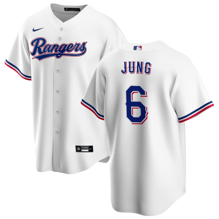 Men's Texas Rangers #6 Josh Jung White Cool Base Stitched Baseball Jersey